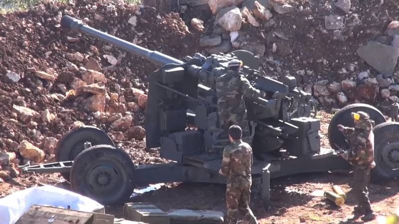 Появились кадры использования в Сирии зенитного орудия КС-19 образца 1947 года