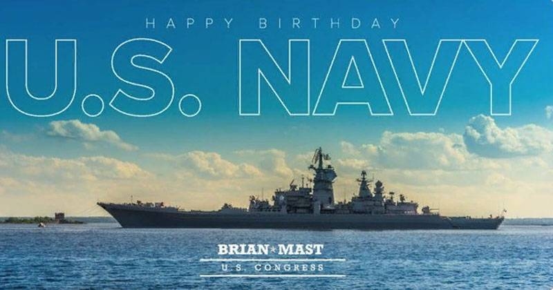 Конгрессмен поздравил ВМС США открыткой с фото крейсера "Пётр Великий"