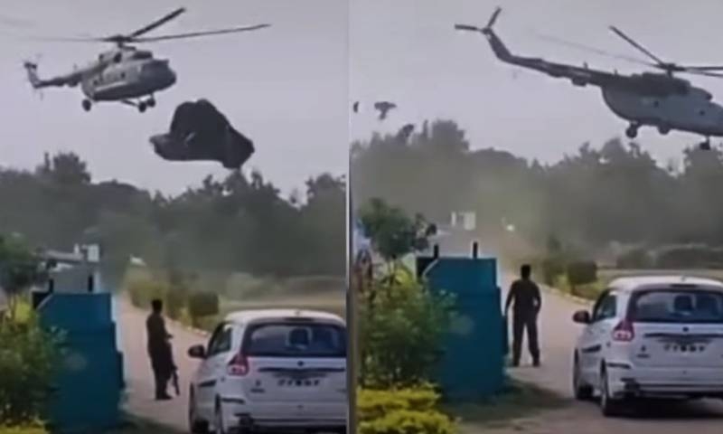 В сети показали инцидент с вертолётом ВВС Индии во время посадки