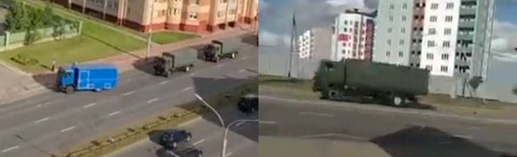 В Минске появились колонны военной техники
