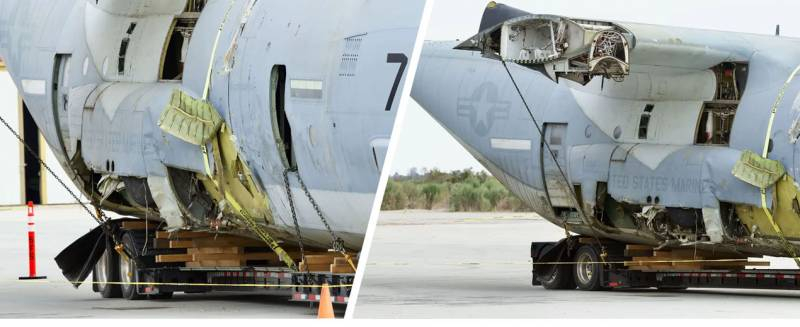 В США показали внешний вид топливозаправщика KC-130J после столкновения с F-35 и аварийной посадки