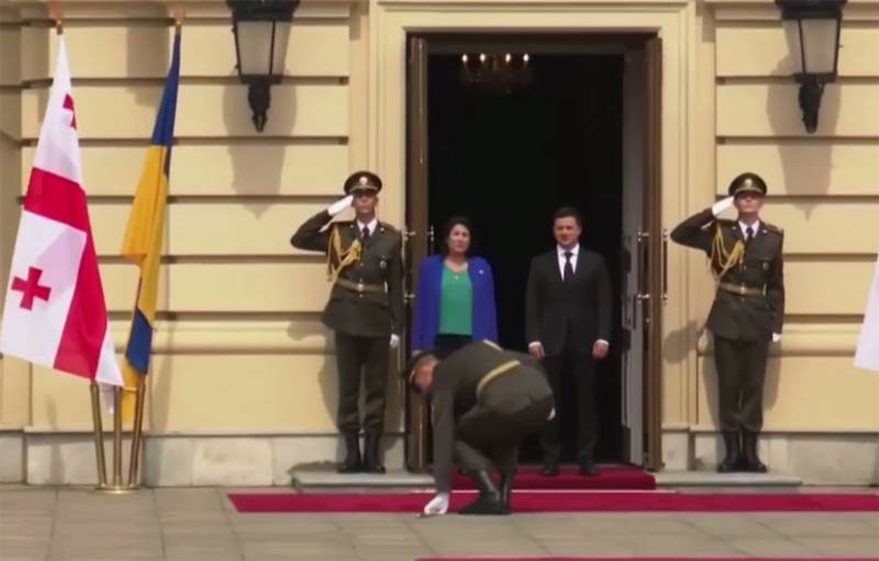 Украинский офицер почётного караула уронил ножны во время приветствия президента Грузии