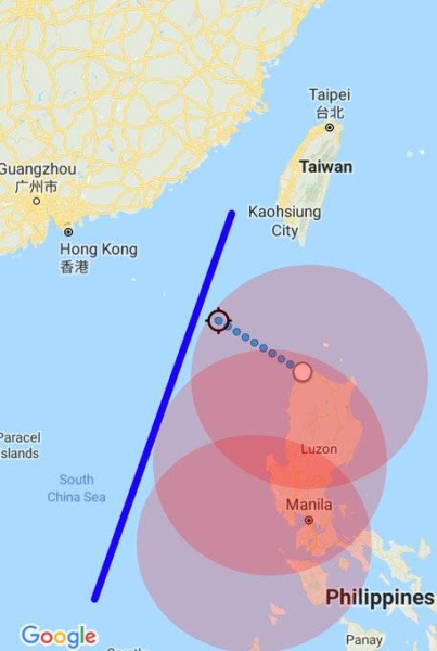Площадь потенциального боевого применения при развёртывании ракет BrahMos показана на Филиппинах
